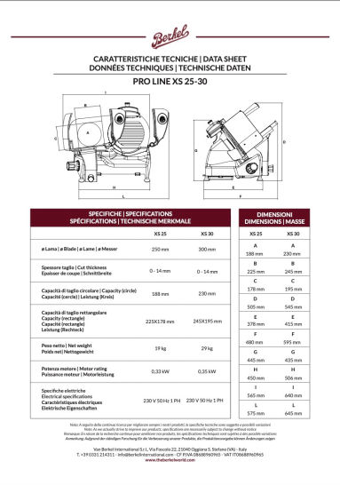 Berkel ProLIne XS Datenblatt